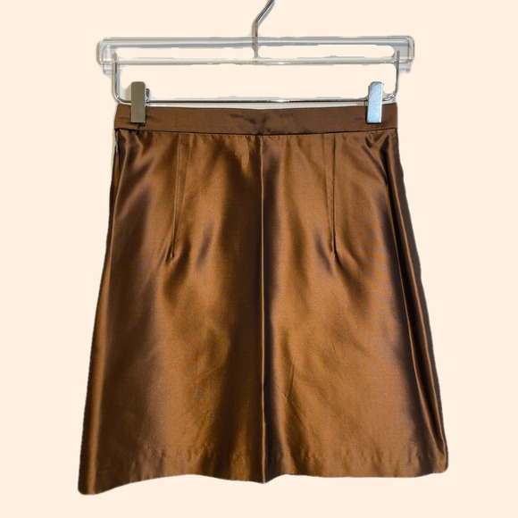 MARK EISEN Vintage Y2K Bronze Silk Satin Mini Skirt - Picture 4 of 5